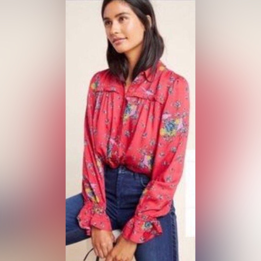 Maeve by Anthropologie Fredericka Floral Top